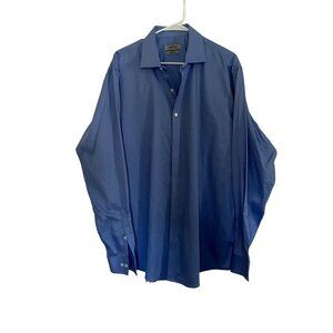 Reaction by Kenneth Cole regular fit solid blue long sleeved button down shirt